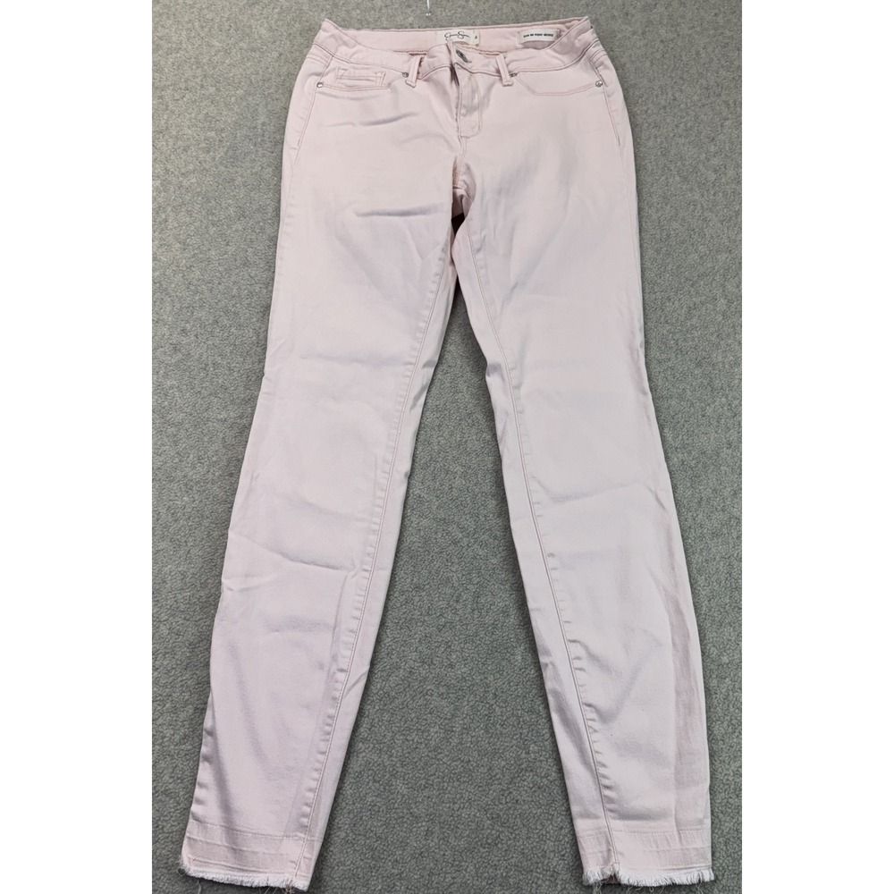 Jessica Simpson Womens Kiss Me Super Skinny Jeans Pink Frayed Hem 5 Pockets 30